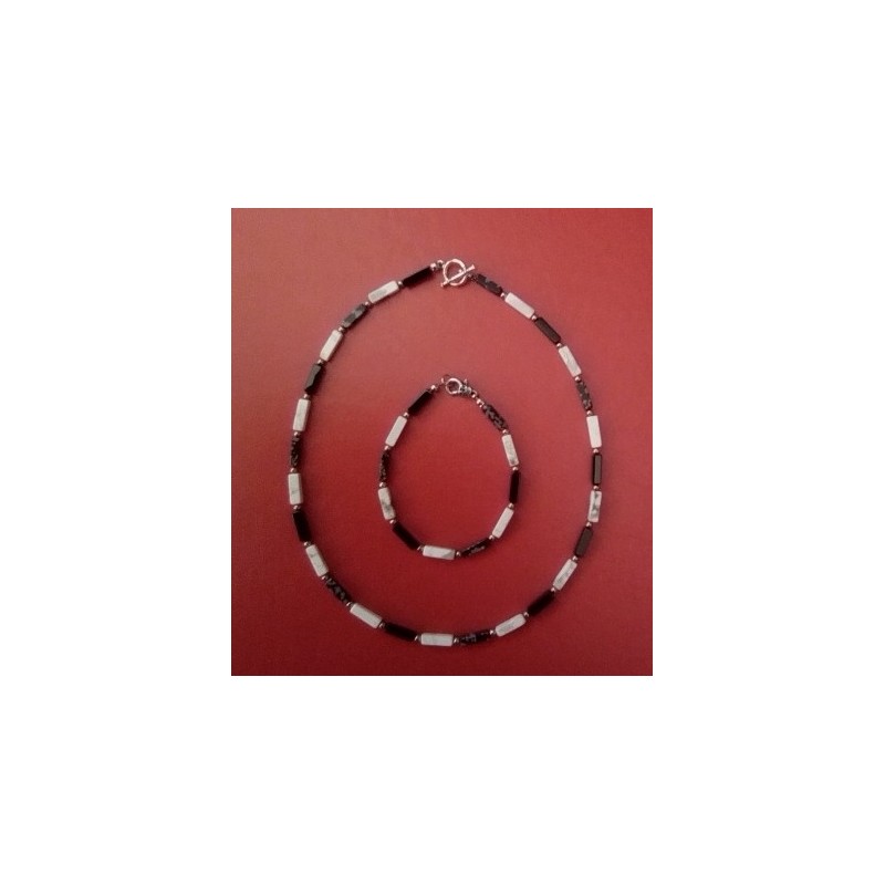 Martine Portelli créations, Marseille en Provence, bijou en pierres naturelles: collier unisexe En Noir et Blanc 46 cm