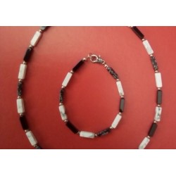 Martine Portelli créations, Marseille en Provence, bijou en pierres naturelles: bracelet unisexe En Noir et Blanc 22,5cm