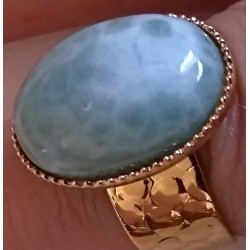 Martine Portelli créations, Marseille en Provence, bijou en pierre naturelle: bague Larissa, larimar