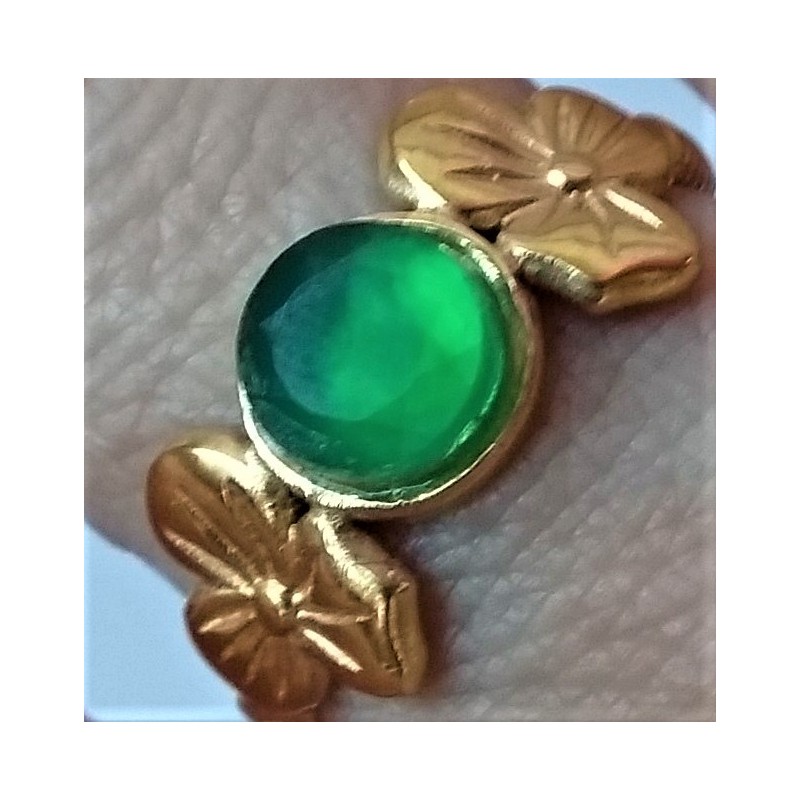 Bague Fleur d'Agate verte, Bijou en pierre naturelle, Martine Portelli créations, Marseille, Boutique des bijoux