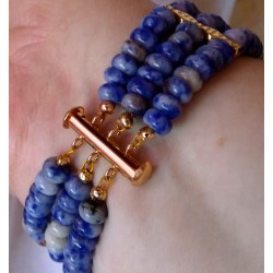 Bracelet en jaspe bleu et aigue-marine REVE BLEU