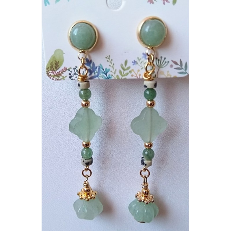 Martine Portelli créations, Marseille, Provence, bijoux en pierres naturelles: boucles  d'oreilles Harmonie, aventurine