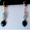 Boucles d'oreilles Aquamarine, aigue-marine et apatite bleue, créées par Martine Portelli, Marseille