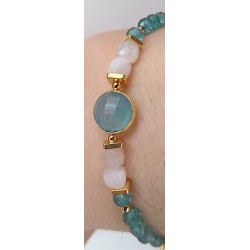 Bracelet mix gemmes onyx bleu, apatite et pierre de Lune  CIEL DE PROVENCE