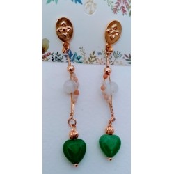 Martine Portelli créations, Marseille, bijoux en pierres naturelles: boucles d'oreilles Primavera, pierre de Lune et jade