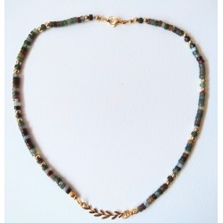 Collier en agate indienne FEUILLAGE