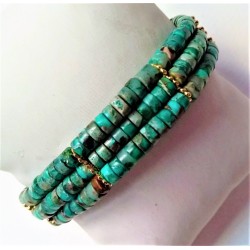 Bracelet trois rangs Jaspe turquoise TURQUOISIE