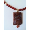 Collier "Rêve de Mandchourie", pierres naturelles: agate rouge et agate de Mandchourie, création Martine Portelli, Marseille