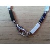 Bracelet unisexe howlite, agate noire et obsidienne EN NOIR ET BLANC 22,5 cm