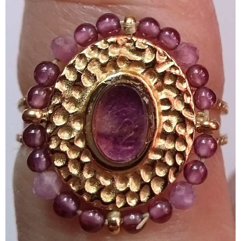 Martine Portelli créations: Bague Lilas en acier inoxydable et pierres naturelles