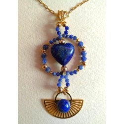 Pendentif Philae, lapis lazuli et sodalite, Martine Portelli créations, Marseille, Boutique des bijoux