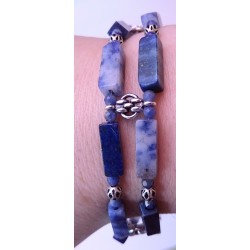 Bracelet pour Homme sodalite et lapis lazuli PROFONDEURS MARINES, création Martine Portelli, Marseille