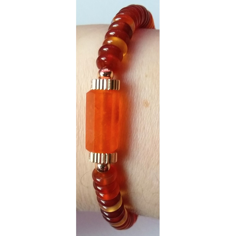 Bracelet en cornaline MANDARINE, bijou en pierre naturelle, création Martine Portelli, Marseille