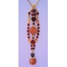 Collection Dentelles de Perles: Pendentif en cornaline, aventurine rouge et quartz orange CENDRILLON, création Martine Portelli