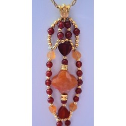 Collection Dentelles de Perles: Pendentif en cornaline, aventurine rouge et quartz orange CENDRILLON