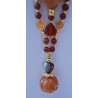 Collection Dentelles de Perles: Pendentif en cornaline, aventurine rouge et quartz orange CENDRILLON