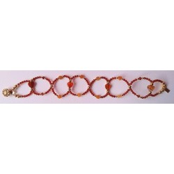 Collection Dentelles de Perles: Bracelet en cornaline, quartz orange et aventurine rouge COEUR GRENADINE, Martine Portelli