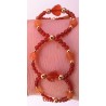 Collection Dentelles de Perles: Bracelet en cornaline, quartz orange et aventurine rouge COEUR GRENADINE