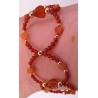 Collection Dentelles de Perles: Bracelet en cornaline, quartz orange et aventurine rouge COEUR GRENADINE