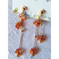 Boucles d'oreilles Clips  FLEURS DE CORNALINE