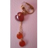 Boucles d'oreilles clips en Agate rouge COEURS GRENADINE, création Martine Portelli