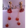 Boucles d'oreilles clips en Agate rouge COEURS GRENADINE