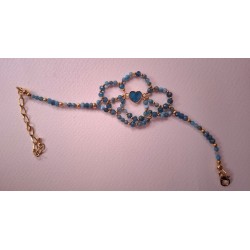 Collection Dentelles de Perles: Bracelet COEUR D'APATITE BLEUE