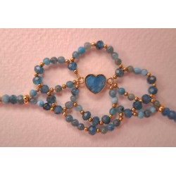 Collection Dentelles de Perles: Bracelet COEUR D'APATITE BLEUE