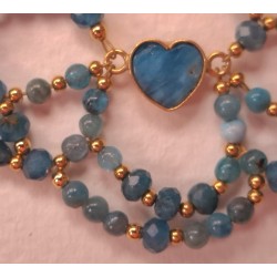 Collection Dentelles de Perles: Bracelet COEUR D'APATITE BLEUE