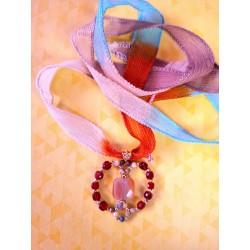 Collection Dentelles de Perles: Pendentif en agates rouge et crazy AGATHA