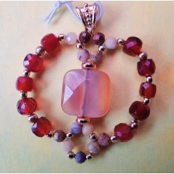 Collection Dentelles de Perles: Pendentif en agates rouge et crazy AGATHA