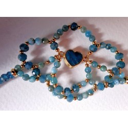 Collection Dentelles de Perles: Bracelet COEUR D'APATITE BLEUE