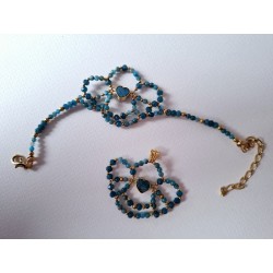 Collection Dentelles de Perles: Bracelet COEUR D'APATITE BLEUE