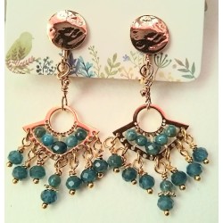 Boucles d'oreilles clips en apatite LIKE A DEEP BLUE SEA, création Martine Portelli, Marseille