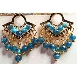 Boucles d'oreilles clips en apatite bleue LIKE A DEEP BLUE SEA