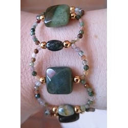 Collection Dentelles de Perles: Bracelet large en agate indienne AUTOMNE