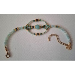 Collection Dentelles de Perles: Bracelet amazonite et chrysocolle AMAZONIA