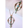 Collection Dentelles de Perles: Pendentif en amazonite et chrysocolle AMAZONIA