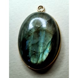 Collection Dentelles de Perles: Pendentif en labradorite et aventurine ESPERANCE