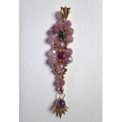 Collection Dentelles de Perles: Pendentif FLEURS DE TOURMALINE 1, création Martine Portelli, Marseille