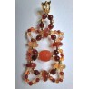 Collection Dentelles de Perles: Pendentif unisexe en cornaline ORANGE SANGUINE