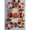 Collection Dentelles de Perles: Pendentif unisexe en cornaline ORANGE SANGUINE