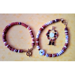 Bracelet unisexe en jaspe rouge et howlite RELAX