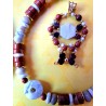 Collection Dentelles de Perles: pendentif unisexe en jaspes rouge, poppy et howlite RELAX