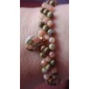 Collection Dentelles de Perles: bracelet unakite et pierre de soleil SOLEIL ROSE