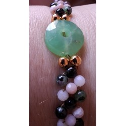 Collection Dentelles de Perles: bracelet opale rose, rubis zoïsite et chrysophase PRIMAVERA