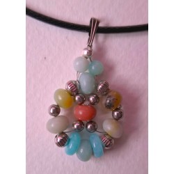 Pendentif unisexe amazonite et jade bleu LAGON