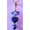 Pendentif en lapis lazuli et sodalite VIRGINIE, Collection Dentelles de Perles, création Martine Portelli