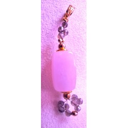 Collection Impressions florales: Pendentif en quartz rose et fumé LISERON