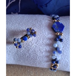 Bracelet aigue marine, lapis lazuli et sodalite MORGIOU, Collection Impressions marines, création Martine Portelli